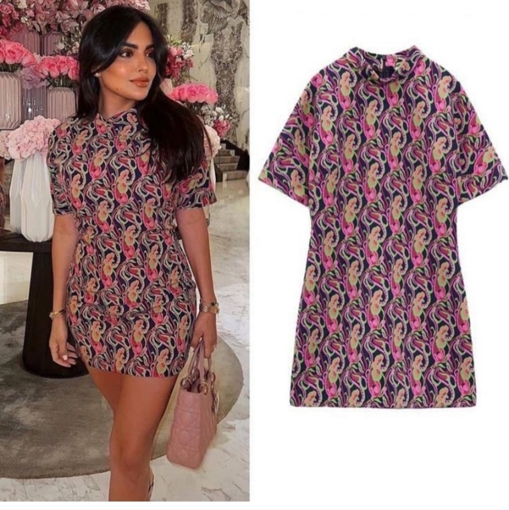 Zara NWOTs Retro Printed Mini Dress